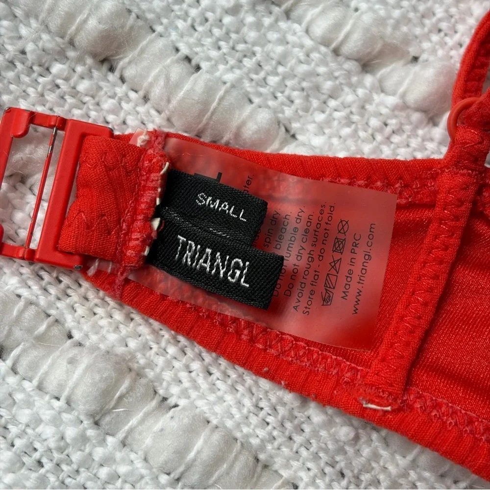 Triangl Bikini Red Balconette Swim Top Size Small
